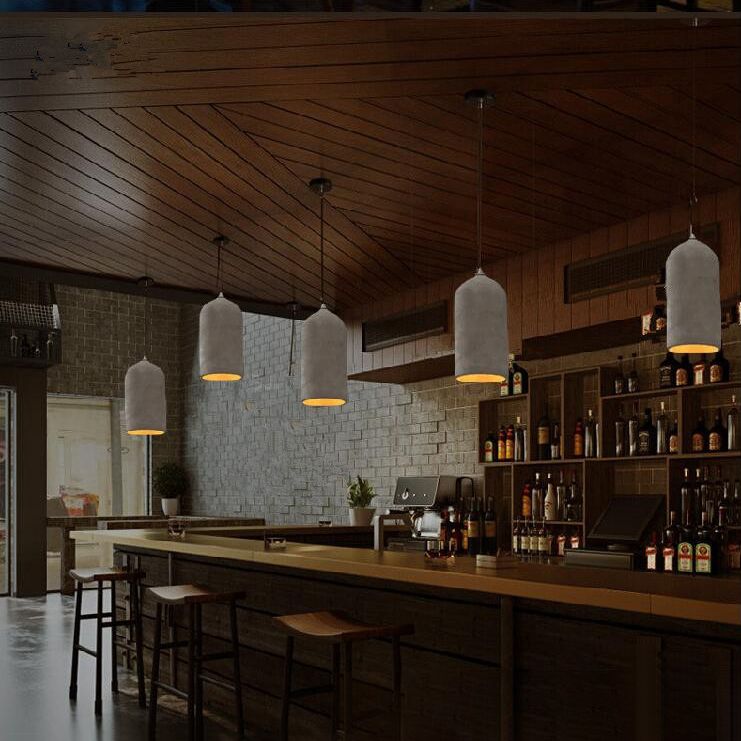 Zylinder Restaurant Hanging Anhängerlampe Zement moderne Deckenheize Hell in Grau