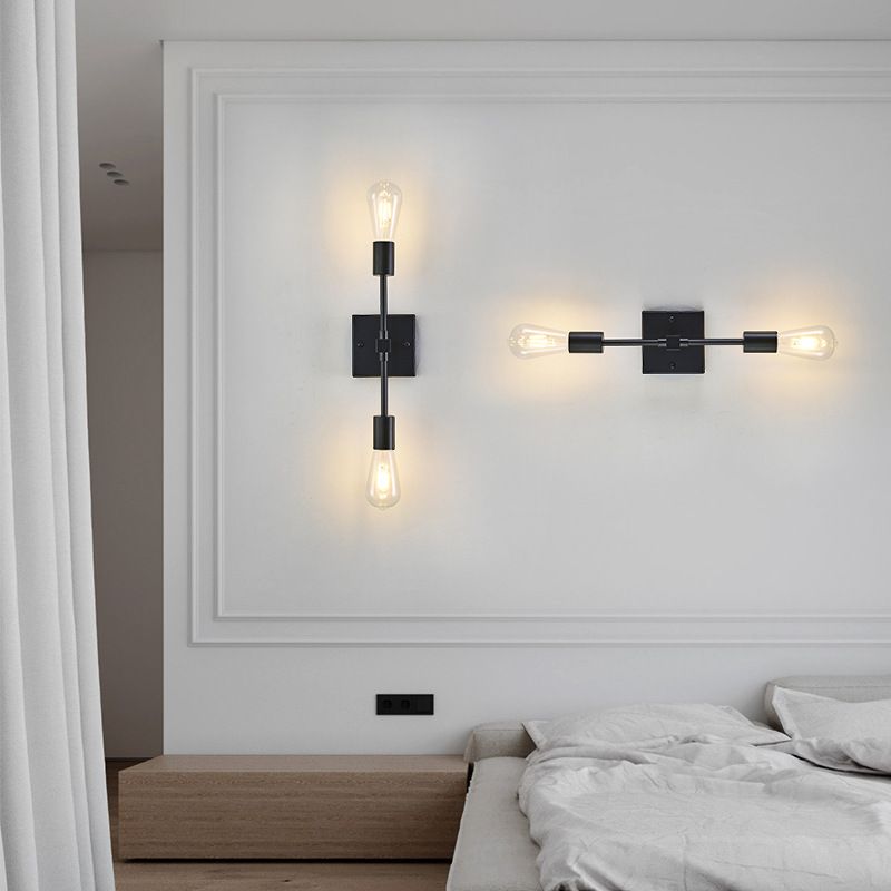 Nordic Style Metal Wall Light Minimalist 2 Lights Wall Sconce for Bedroom