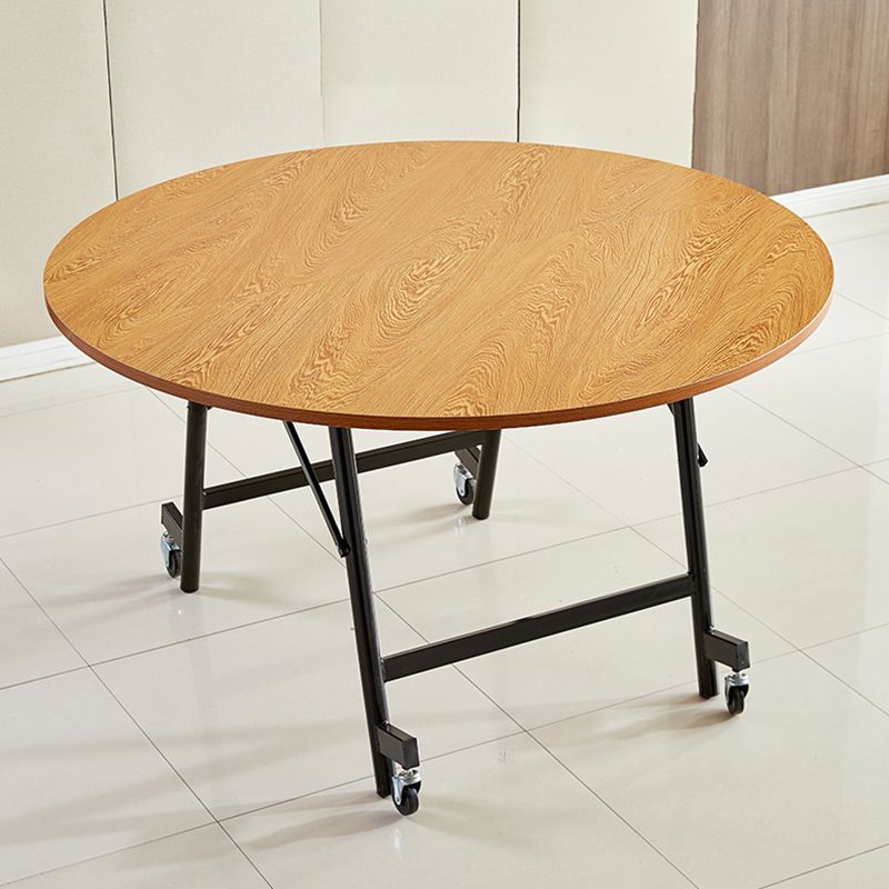 47.2-inch Metal Mid-Century Modern Round Dining Table Wood Top Table for Dining Room