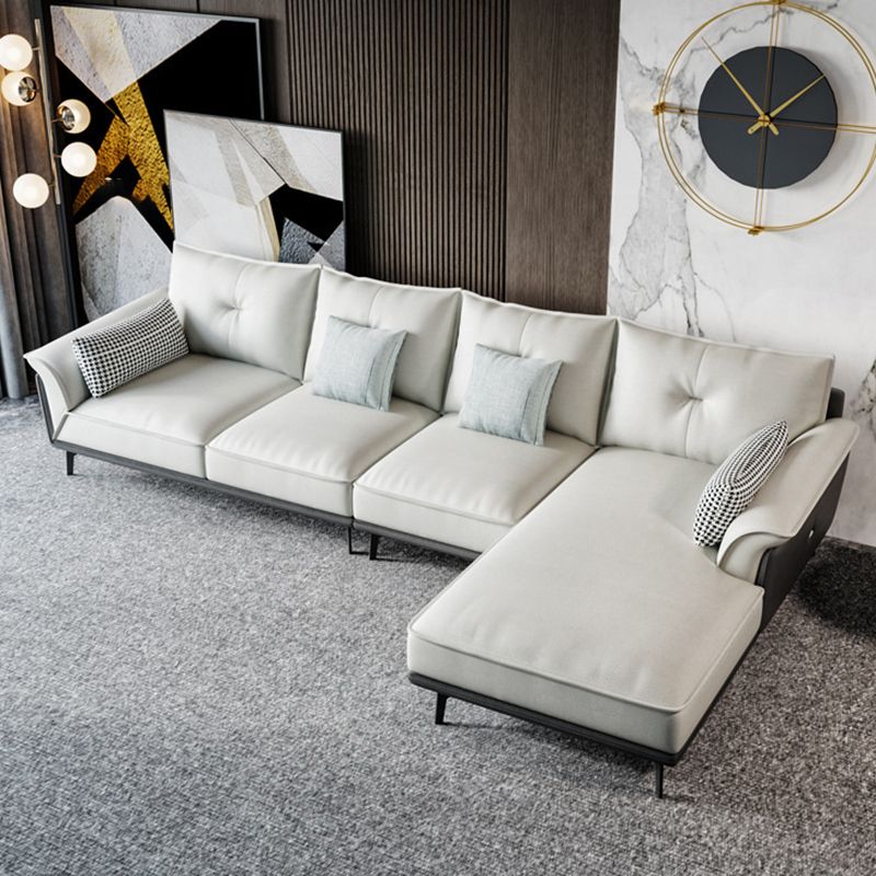 Black 4-seat Flared Arm Sectional Pillow Back Stain-resistant Sectional