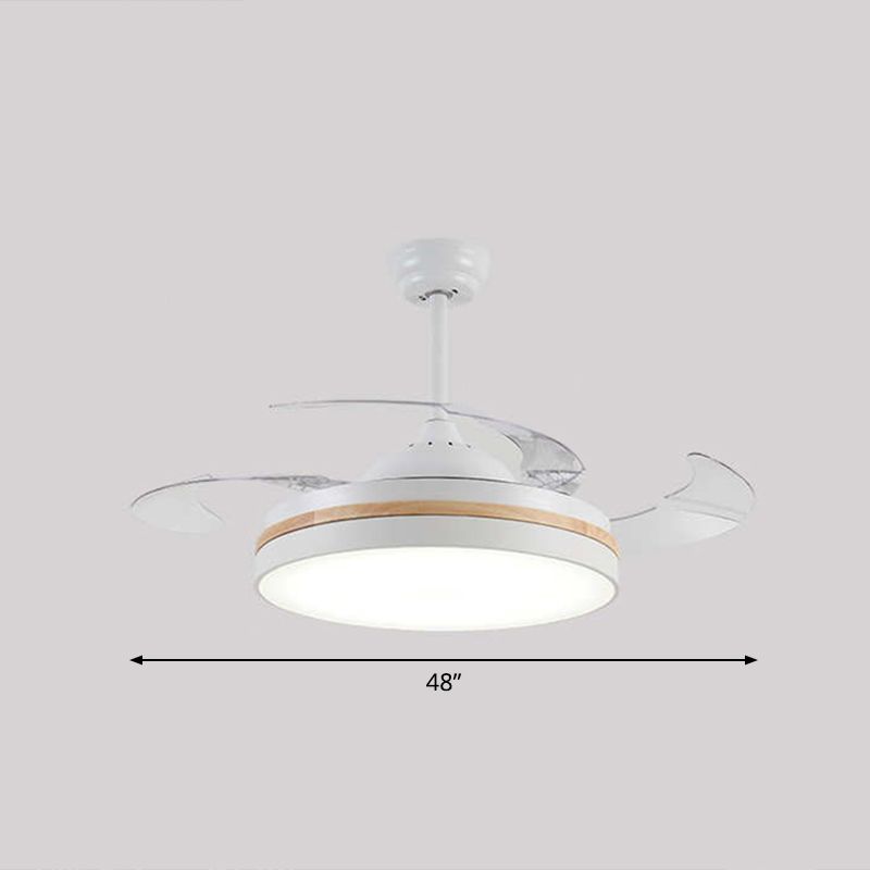 43 "W rund Esszimmer Hanging Lüfterleuchte Acryl-LED Nordic Semi Flush Lampe mit 3-Blatt und Fernbedienung