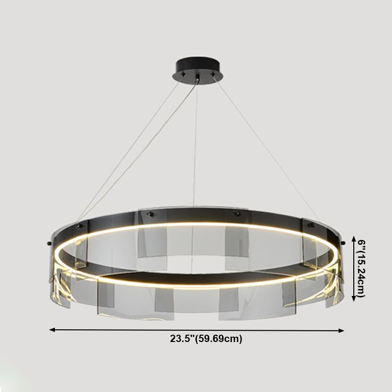 Contemporary Simple LED Hanging Light Metal Circular Pendant Light for Living Room