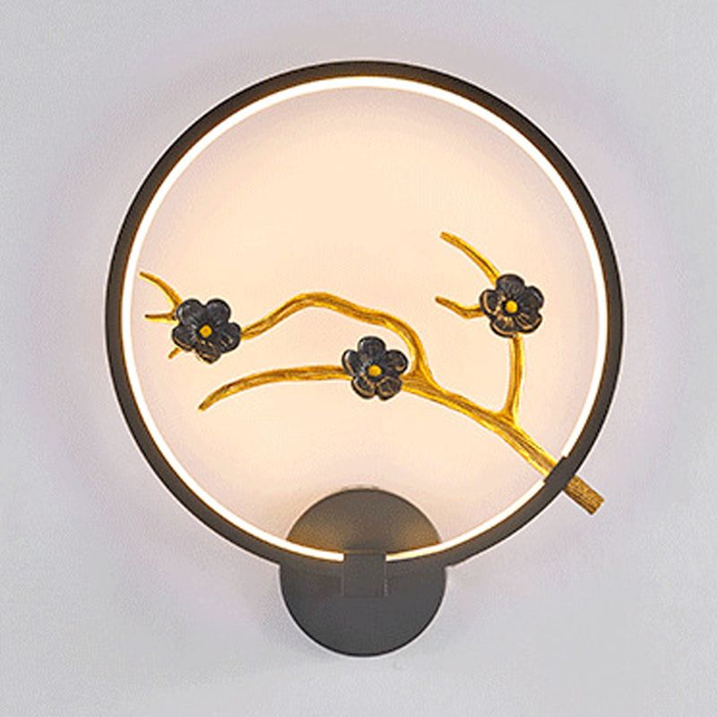 Moderne Stil runde Wandmontage Lampe Metall 1 Lichtwandbeleuchtung für Wohnzimmer