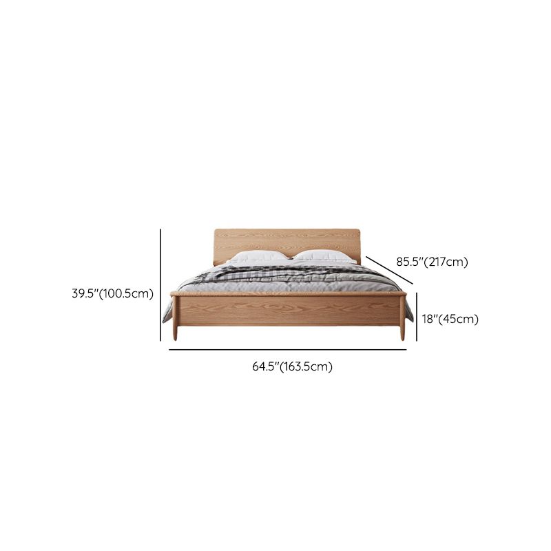 Contemporary Standard Bed Espresso Solid Wood Panel Bed with Headboard