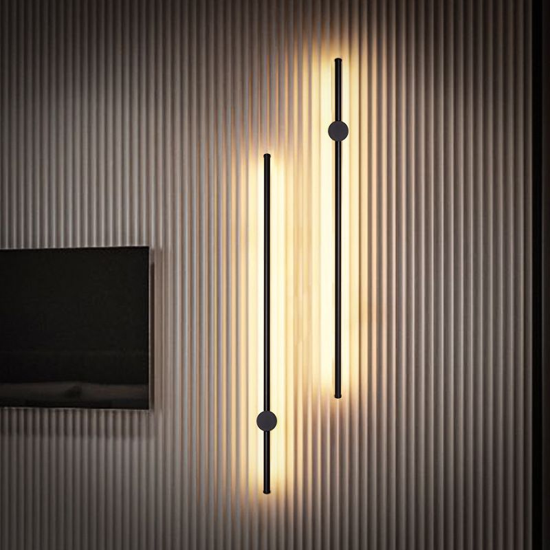 Linear Black 1 - Light Wall Light Iron Contemporary Wall Lighting Fixture