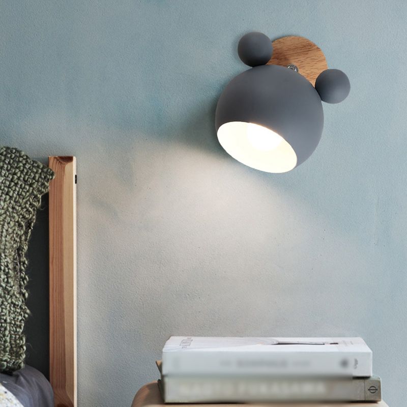 1-Light Wall Sconce Modern Macaron Style Metal Wall Lighting for Bedside