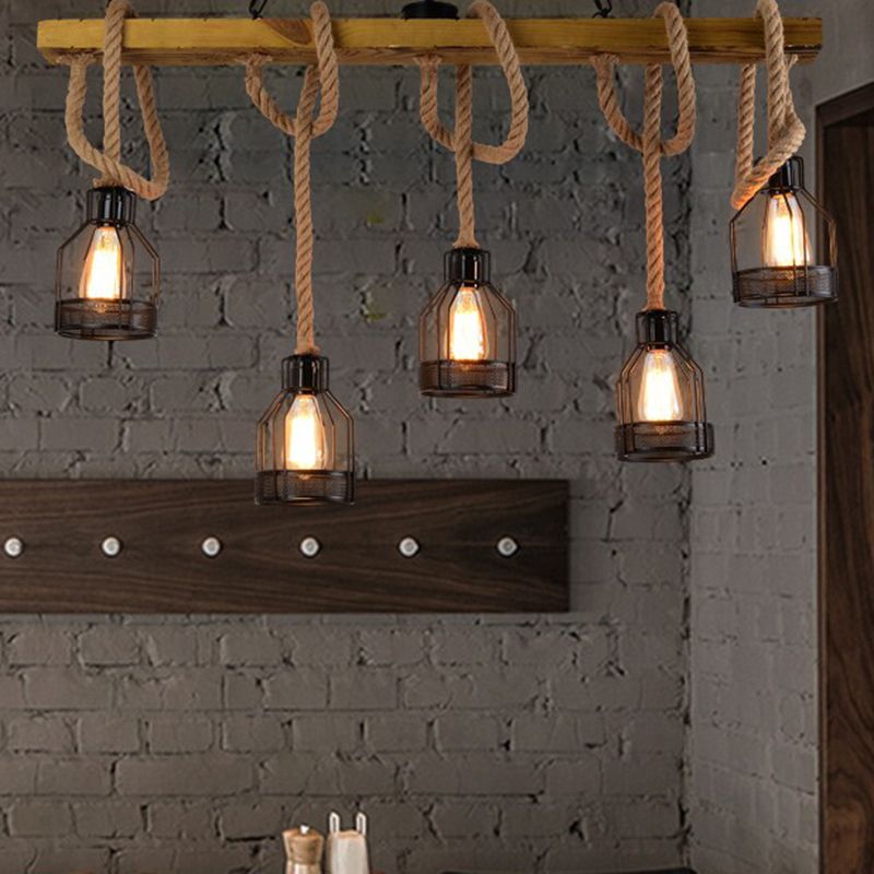 Cage Island Lighting Fixtures Industrial Rope Island Lighting Ideas for Restaurant