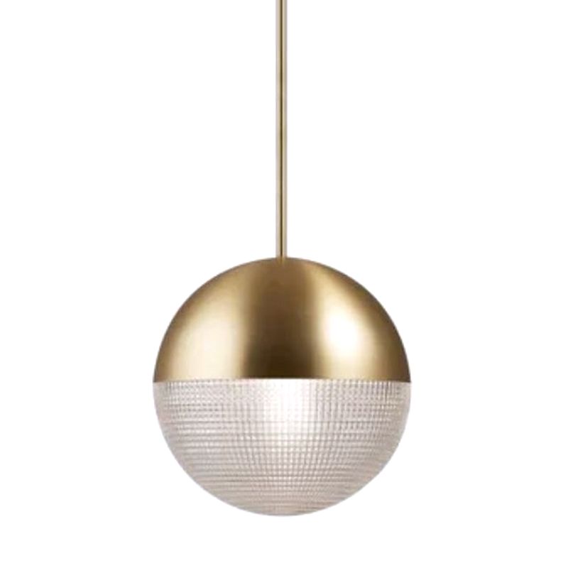 Modern Style Hemispherical Glass Hanging Light Frosted Metal Lamp Body 1-light Pendant Light for Aisle Bar