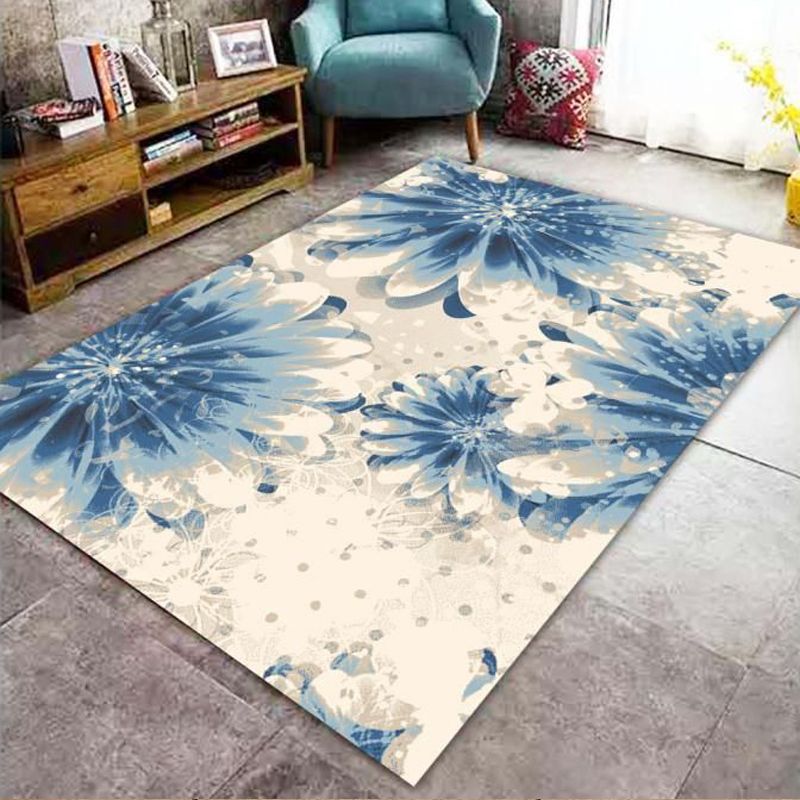 Multi-Colored Living Room Rug Contemporary Geometric Carpet Synthetics Stain Resistant Non-Slip Backing Washable Rug