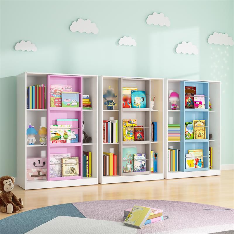 Closed Back Bookcase Modern Metal Bookshelves for Home Office