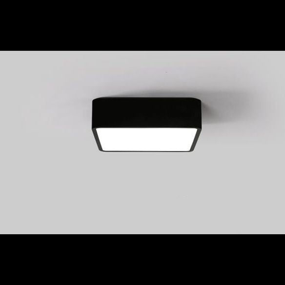 Rectangular Office Flush Lamp Metallic Modern LED Ceiling Mounted Light in Black