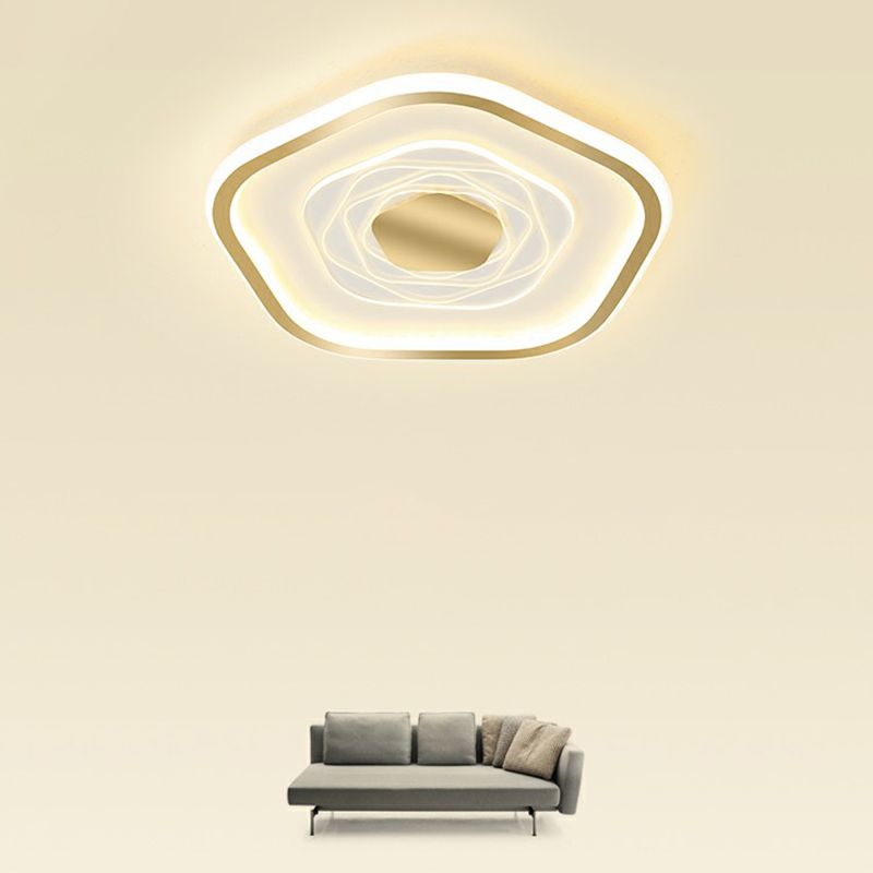 Plafonnier LED pentagonal minimalisme luminaire encastré en métal pour chambre à coucher