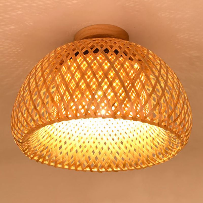 Bamboo Chinese Semi Flush Mount Ceiling Fixture 1 Light Semi Flush Mount Lighting for Hall And Foyer