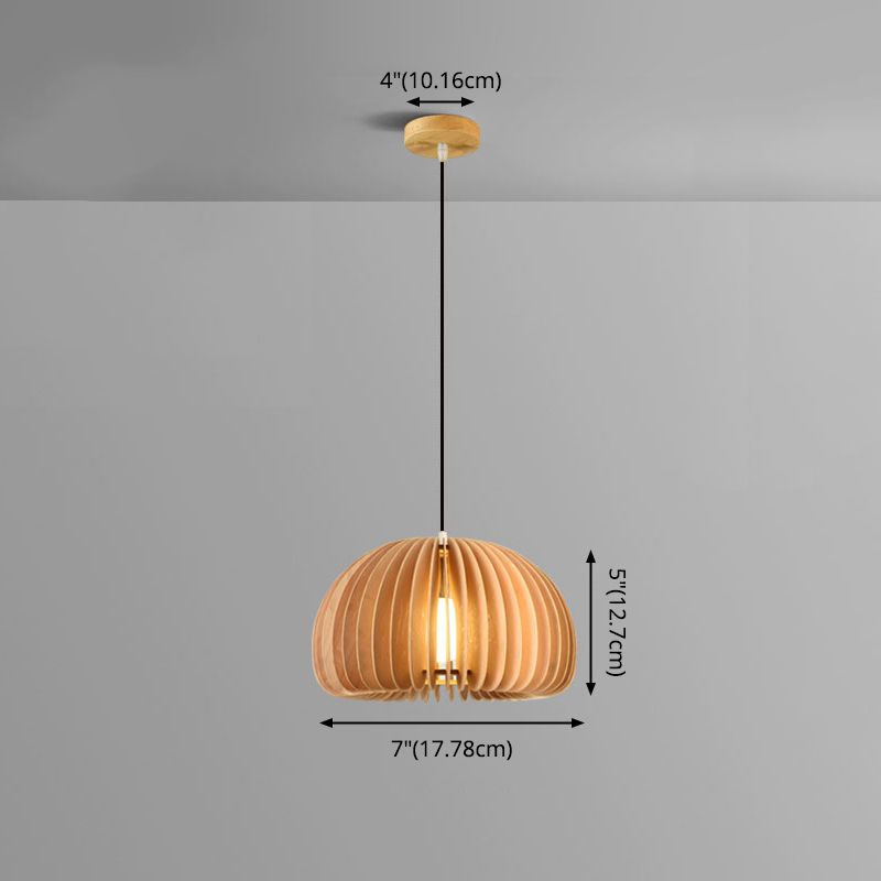 Simplicity Pumpkin Hanging Light Kit Wood 1-Light Ceiling Light for Dining Room