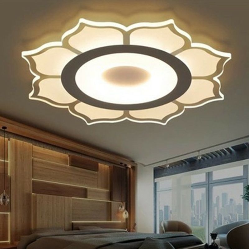 Lotus Shaped Flush Mount Lighting Minimalist Acrylic Clear LED Flush Mount Fixture for Living Room