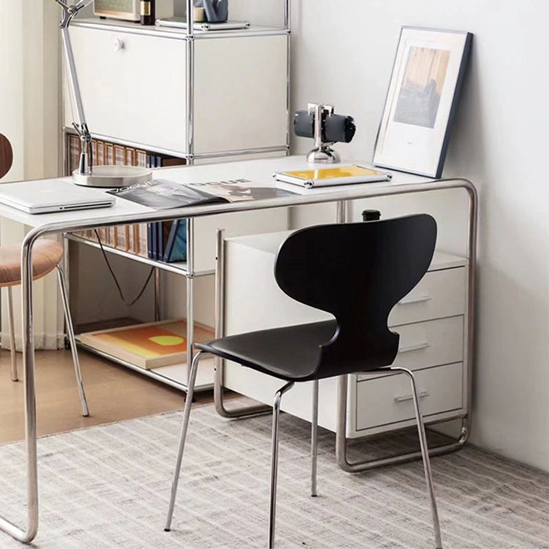 Metal and Wood Armless Dining Chairs Contemporary Side Chair Set
