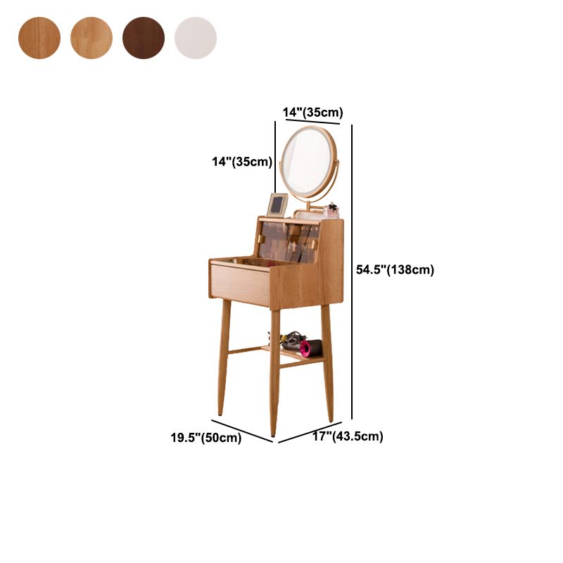 Brown Makeup Vanity Desk 54.33" High Vanity Tables with Drawer