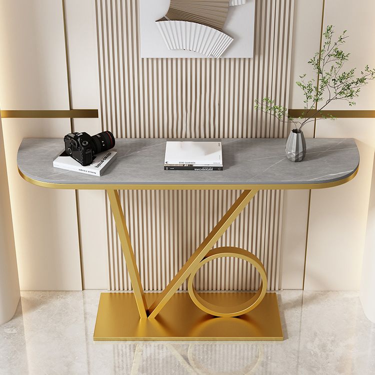 Glam Console Accent Table Antique Finish Half Moon Console Sofa Table