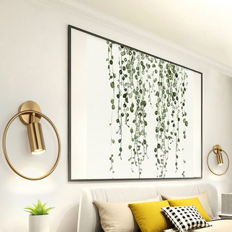 Nordic Metal Wall Light Circle 11" Wide LED Reading Wall Sconce for Living Room