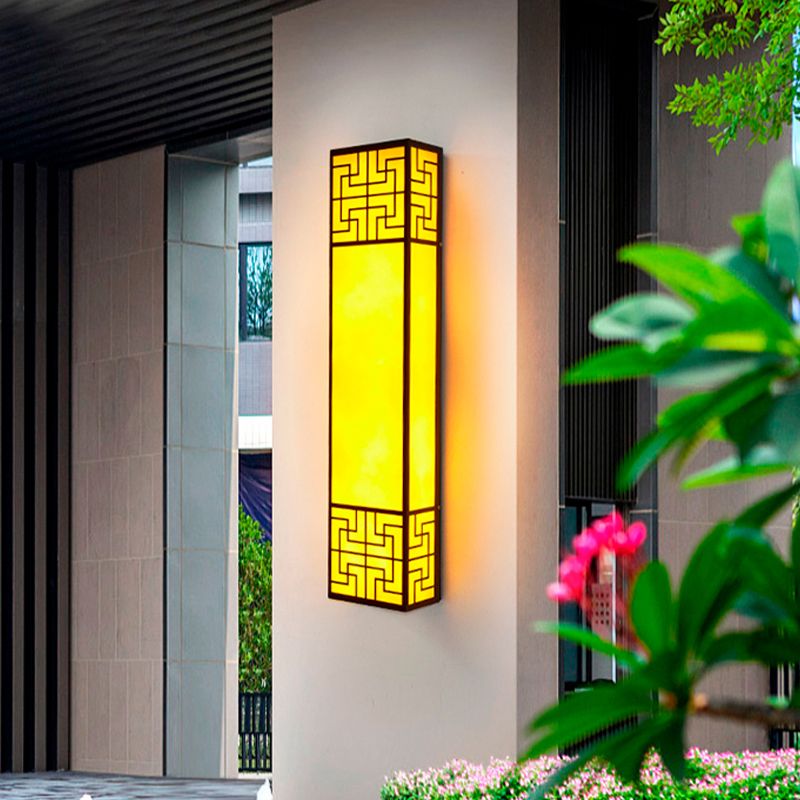 Rectangular Wall Sconce Contemporary Outdoor Wall Light Fixture for Courtyard