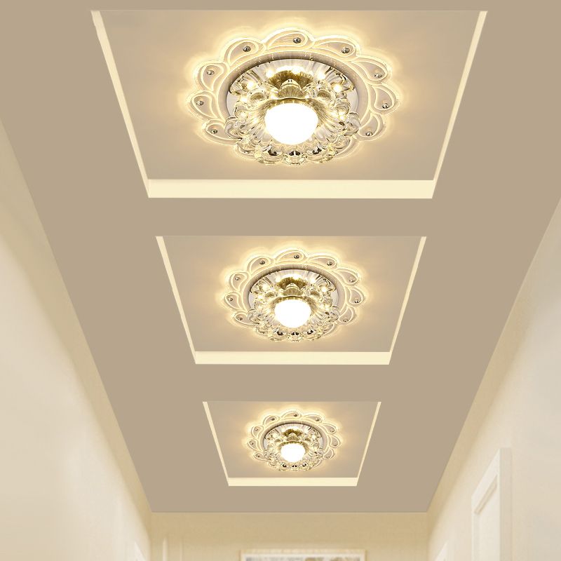 Blossom DEL Flush Mount Light Simplicité Crystal Clear Flush Mount Ceiling Light for Foyer