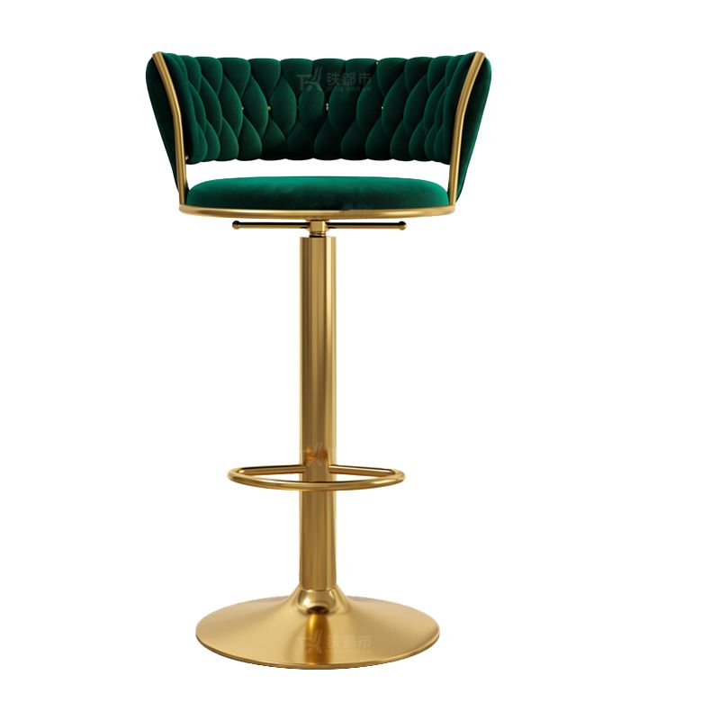 Modern Style Adjustable Backrest Counter Stool with Gold Base and Leather Cushion