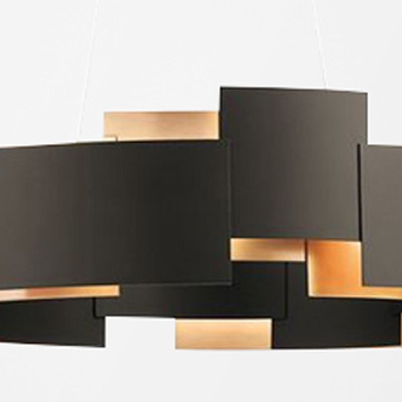 Postmodern Style Metal Chandelier Light Round Shade Pendant Light in Black