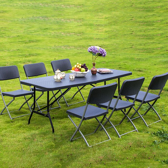Industrial Plastic Foldable Dining Table Rectangle Water Resistant Dining Table