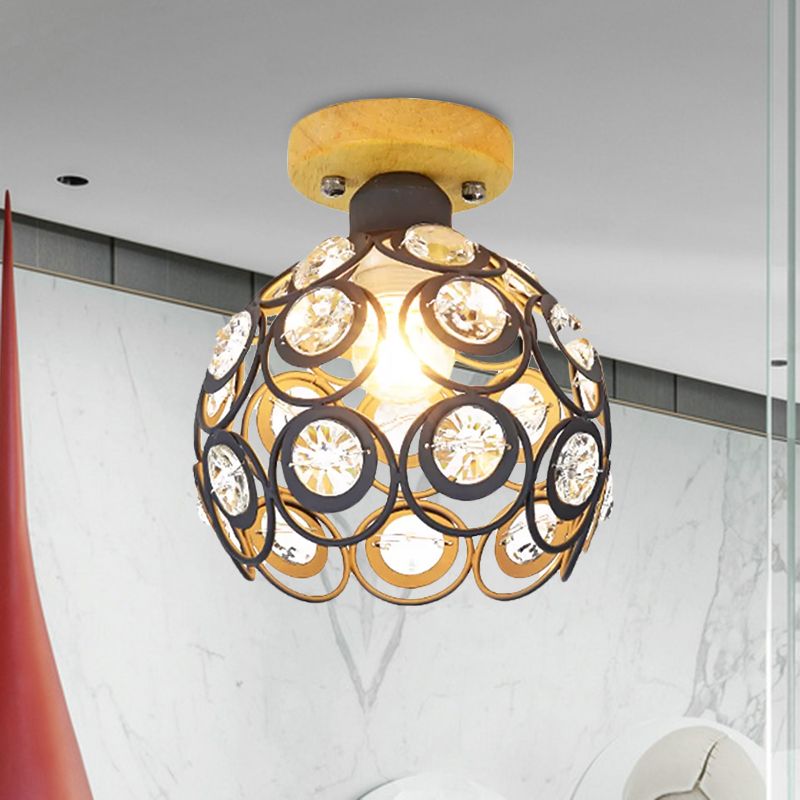 1 Head Pink/Green/Gray Flush Mount Lighting with Global Metal Lampshade Nordic Flush Mount Lamp for Foyer