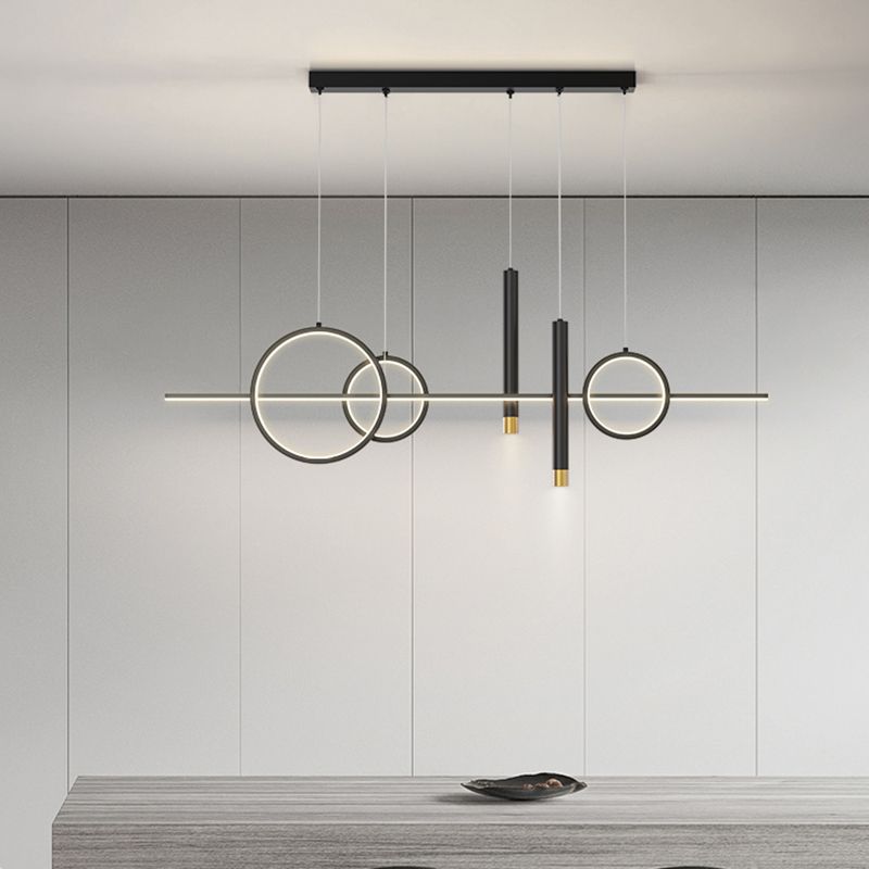 Aluminium Rectangular LED Island Pendant Light in Modern Creative Style Acrylic Ceiling Fixture for Dining Room