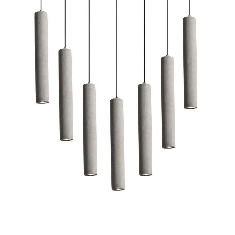 Cement Cylinder LED Track Light Nordic Style 1-LED Pendant Lighting in Gray for Kitchen Island