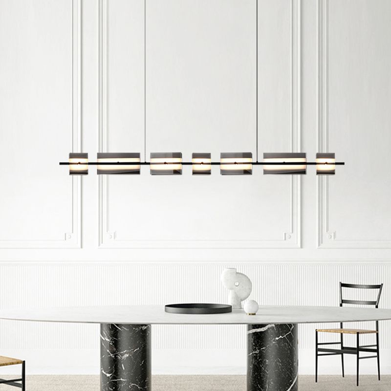 Glass Shade Hanging Island Lights Modern Black/Gold Island Lighting Ideas for Kitchen