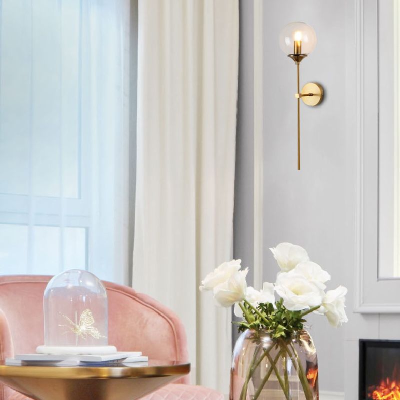 Modern Glass Wall Sconce Minimalist Metal Wall Light Fixture