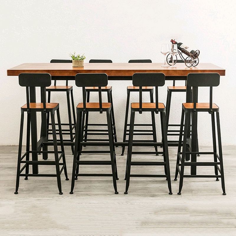 Industrial 1/9 Pieces Bar Table Set Rectangle Pine Wood Counter Table for Cafe