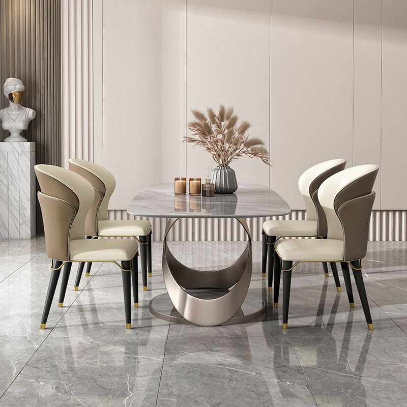 Modern Style Sintered Stone Table Dining Rectangle Table with Metal Legs for Home Use
