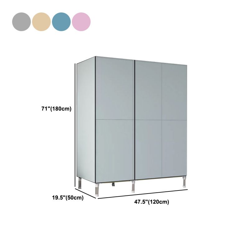 Silver Metal Frame Wardrobe Modern Style Wardrobe Armoire for Bedroom