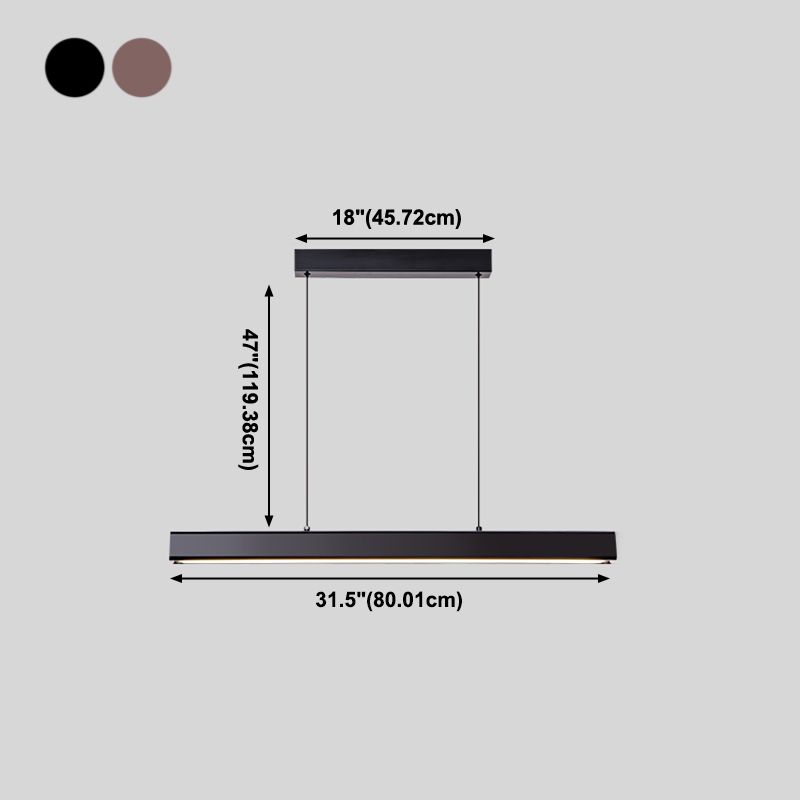 Linear Wood Island Light Fixture Modern Ceiling Pendant Light for Dining Room