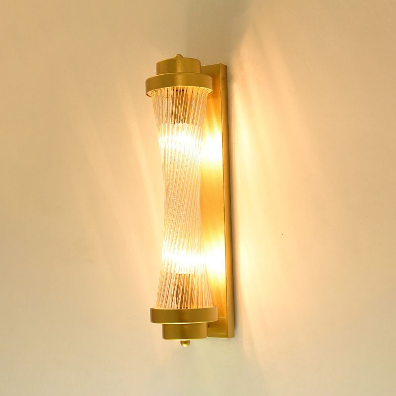 Postmodern Glass Wall Light Cylinder Gold 20" High Wall Sconce for Living Room