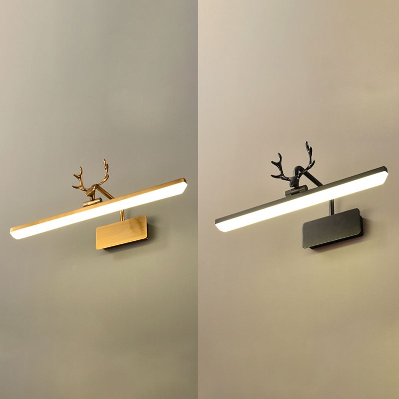 Linear Shade Metal Wall Sconce Modern 1 Light Mirror Wall Mount Light Fixture