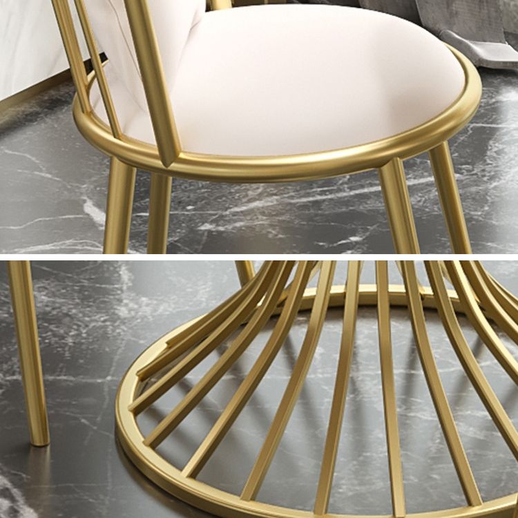 Glam Sintered Stone Dining Room Set with Round Table and Metal Base Formal Dining Table Furniture