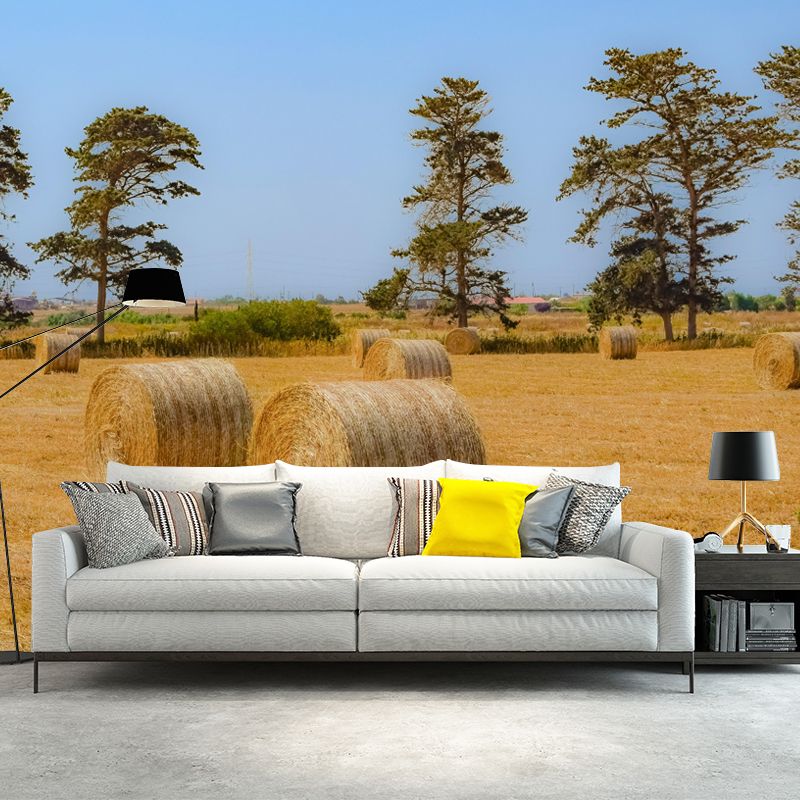 Straw Bale Mural Decal Light Color Wall Decor Mildew Resistant for Bedroom