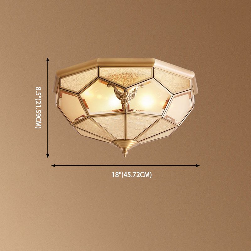 Luminaire encastré traditionnel en verre pour chambre à coucher, plafonnier en laiton