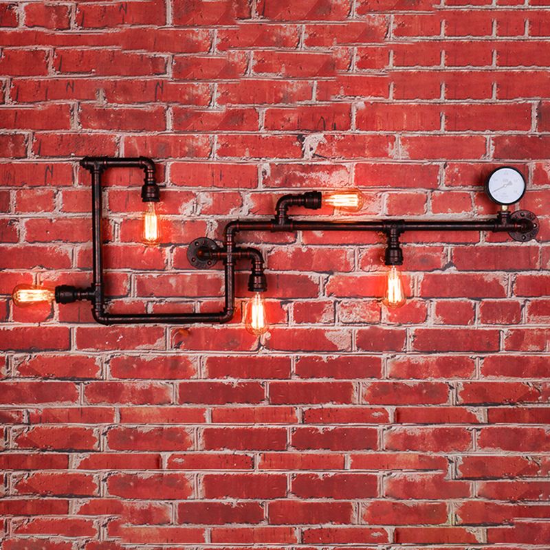 Metal Water Pipe Shade Wall Lighting Industrial Style 5 Lights Wall Mounted Light Fixture