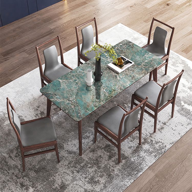 Modern Sintered Stone Top Dining Set 1/4/5/7 Pieces Walnut Dining Table with Chairs