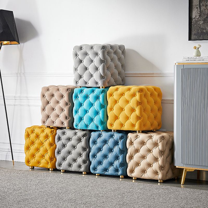 Contemporary Square Shape Ottoman Tufted and Tear Resistant Cube