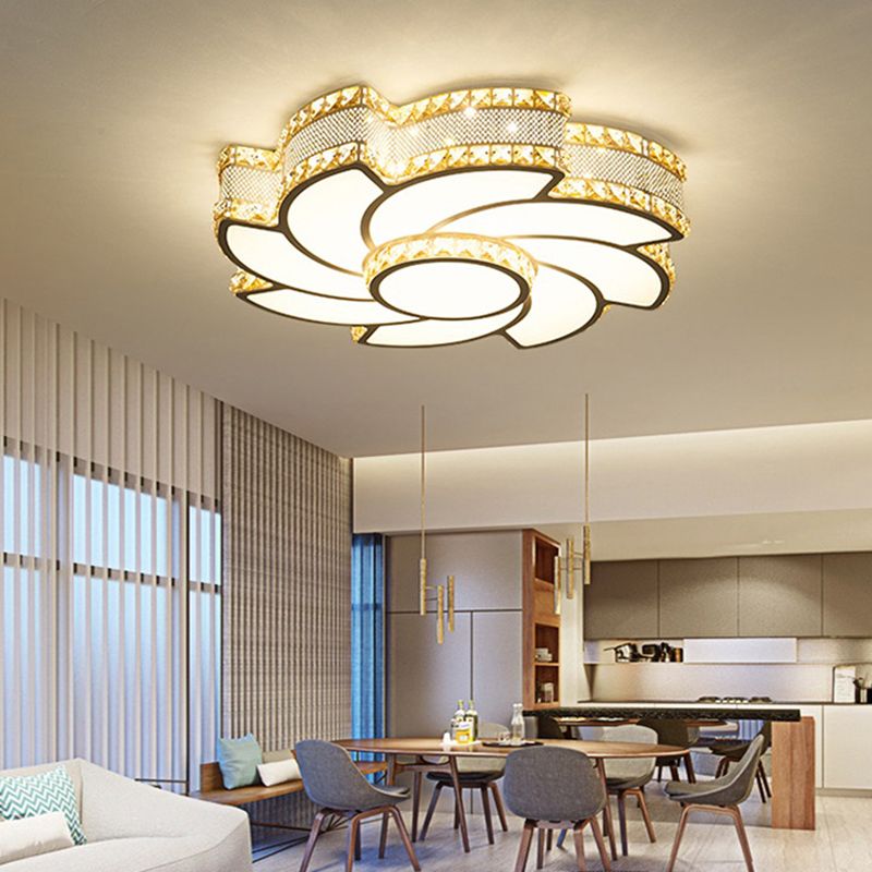 Kristall Blume Flush Halterung Deckenbefestigung Moderne LED Weiß Flush-Mount-Licht-Armatur