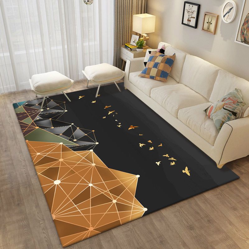 Green Animal Pattern Area Rug Modern Polyester Area Carpet Stain Resistant Rug for Home Decor