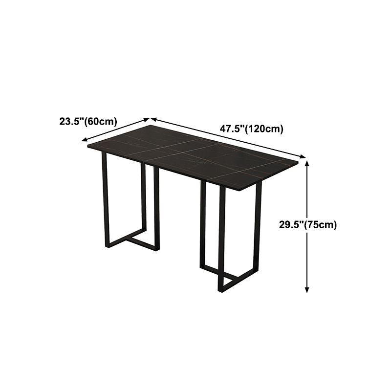 Industrial Iron Dining Table Stone Dining Furniture with Metal Base