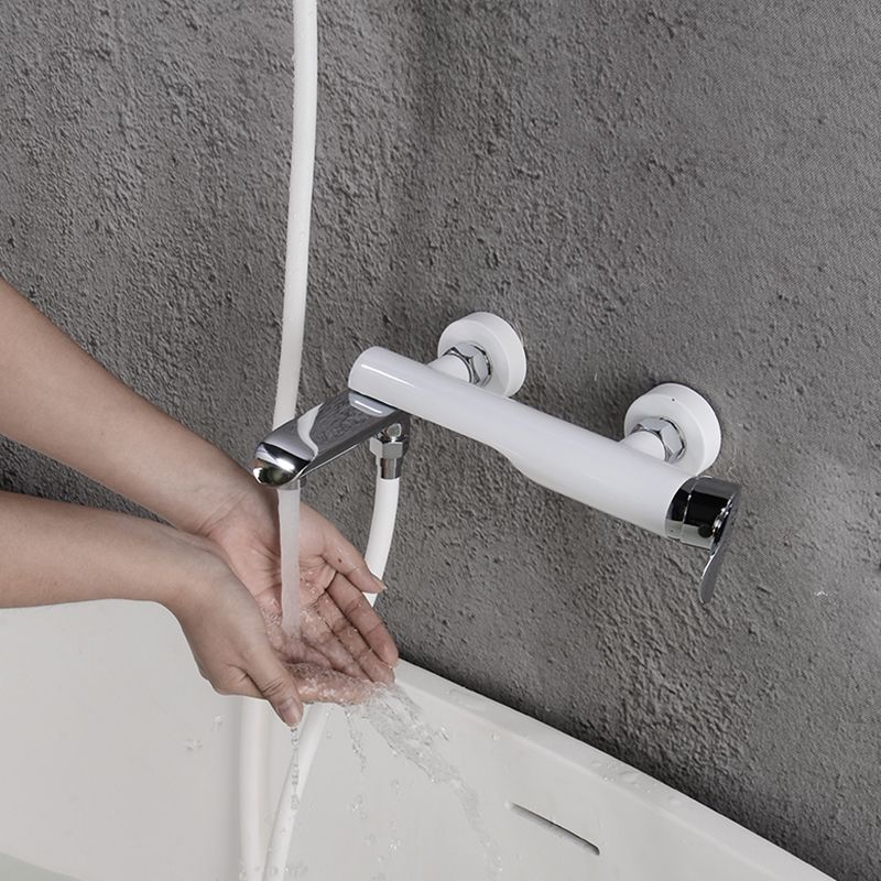 Swivel Tub Filler Wall Mount Single Lever Handle Brass Tub Filler with Hand Shower