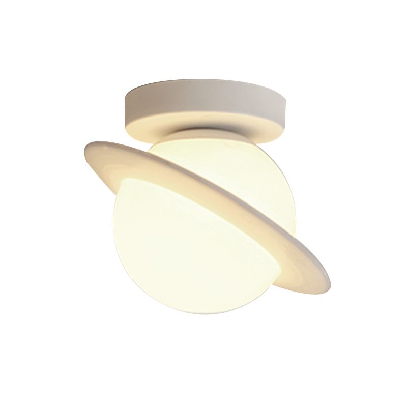 Ball Shape Flush Ceiling Lights Modern Style Plastic 1 Light Flush Mount Fixture in White